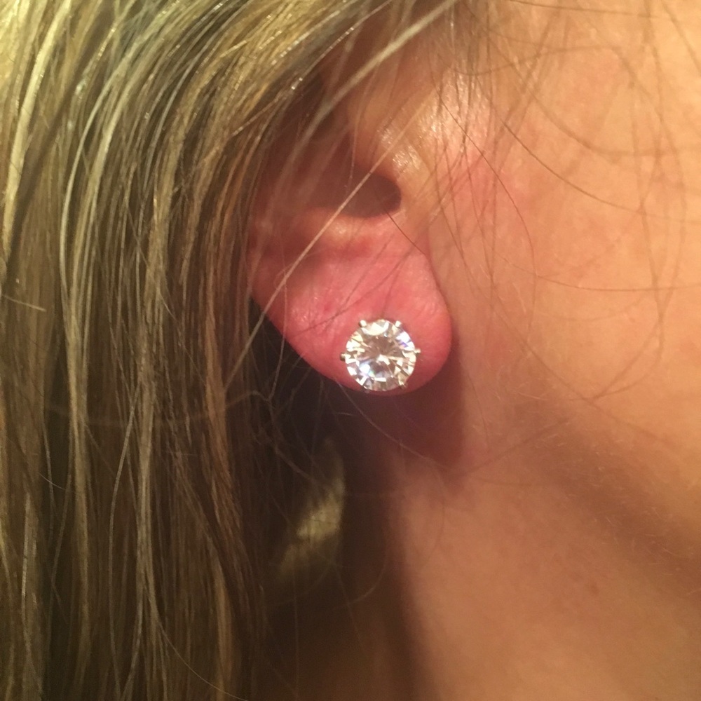 TWO EARRINGS IN ONE CZ STONES - Picture 3 of 6
